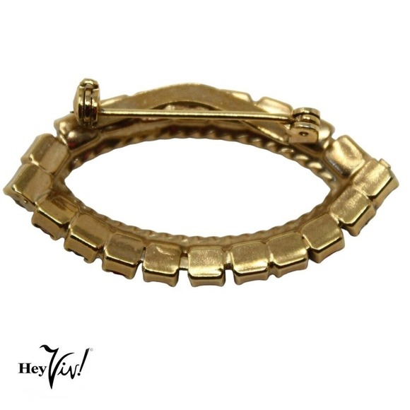 Vintage Red White & Blue Rhinestone Oval Circle Pin Patriotic 1 3/4" - Hey Viv - Picture 5 of 6